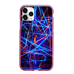 Чехол iPhone 11 Pro матовый NEON LINES Glowing Lines Effect, цвет: 3D-малиновый