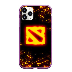 Чехол iPhone 11 Pro матовый DOTA 2 FIRE LOGO ДОТА 2 ОГНЕННЫЙ ЛОГО, цвет: 3D-фиолетовый