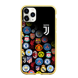 Чехол iPhone 11 Pro матовый JUVENTUS LOGOBOMBING SPORT, цвет: 3D-желтый