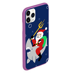 Чехол iPhone 11 Pro матовый САНТА КЛАУС НА АКУЛЕ SANTA, цвет: 3D-фиолетовый — фото 2