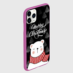 Чехол iPhone 11 Pro матовый MERRY CHRISTMAS BEARS, цвет: 3D-фиолетовый — фото 2