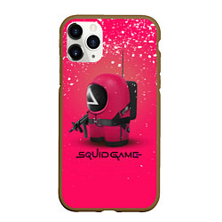 Чехол iPhone 11 Pro матовый Among Us x Squid Game, цвет: 3D-коричневый