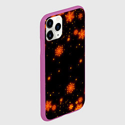 Чехол iPhone 11 Pro матовый ОГНЕННЫЕ НОВОГОДНИЕ СНЕЖИНКИ НЕОН, цвет: 3D-фиолетовый — фото 2