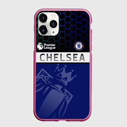 Чехол iPhone 11 Pro матовый FC Chelsea London ФК Челси Лонон, цвет: 3D-малиновый
