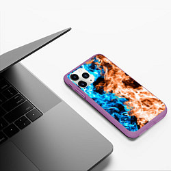 Чехол iPhone 11 Pro матовый Огненное пламя, цвет: 3D-фиолетовый — фото 2