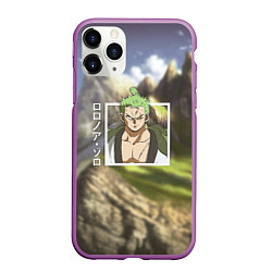 Чехол iPhone 11 Pro матовый Ван-Пис One Piece, Зоро Ророноа Zoro Roronoa, цвет: 3D-фиолетовый