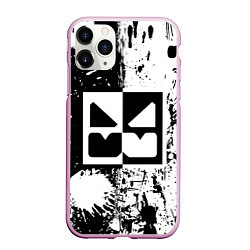 Чехол iPhone 11 Pro матовый GEOMETRY DASH BLACK & WHITE SMILE, цвет: 3D-розовый
