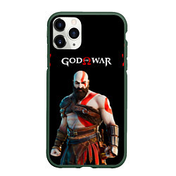 Чехол iPhone 11 Pro матовый God of War красные разводы, цвет: 3D-темно-зеленый