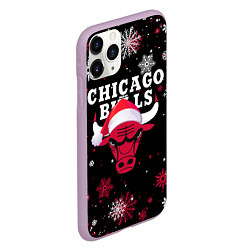 Чехол iPhone 11 Pro матовый НОВОГОДНИЙ CHICAGO BULLS 2022 СНЕЖИНКИ, цвет: 3D-сиреневый — фото 2