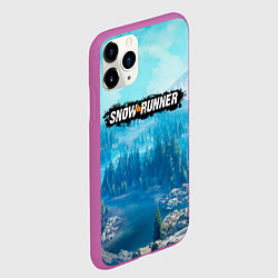 Чехол iPhone 11 Pro матовый SnowRunner СноуРаннер логотип, цвет: 3D-фиолетовый — фото 2