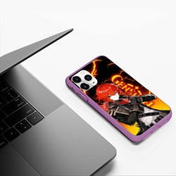 Чехол iPhone 11 Pro матовый GENSHIN IMPACT ДИЛЮК, МОЛНИИ FLASH, цвет: 3D-фиолетовый — фото 2