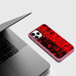 Чехол iPhone 11 Pro матовый THE WITCHER LOGOBOMBING BLACK RED, цвет: 3D-малиновый — фото 2