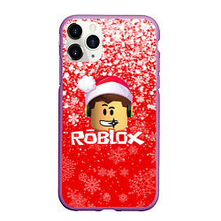 Чехол iPhone 11 Pro матовый ROBLOX НОВОГОДНИЙ SMILE 2022, цвет: 3D-фиолетовый