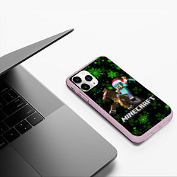 Чехол iPhone 11 Pro матовый MINECRAFT НОВОГОДНИЙ КРИПЕРЫ, цвет: 3D-розовый — фото 2