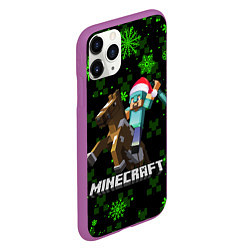 Чехол iPhone 11 Pro матовый MINECRAFT НОВОГОДНИЙ КРИПЕРЫ, цвет: 3D-фиолетовый — фото 2