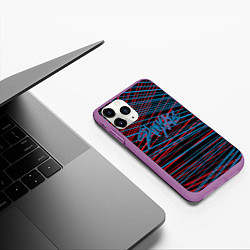 Чехол iPhone 11 Pro матовый Stray kids, K-pop, полоски, цвет: 3D-фиолетовый — фото 2