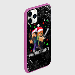 Чехол iPhone 11 Pro матовый MINECRAFT НОВОГОДНИЙ 2022, цвет: 3D-фиолетовый — фото 2