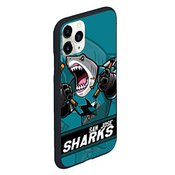 Чехол iPhone 11 Pro матовый San Jose Sharks, Сан Хосе Шаркс, цвет: 3D-черный — фото 2