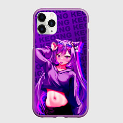 Чехол iPhone 11 Pro матовый Кэ Цин Keqing, Genshin Impact Геншин импакт, цвет: 3D-фиолетовый