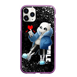 Чехол iPhone 11 Pro матовый НОВОГОДНИЙ САНС UNDERTALE НОВЫЙ ГОД, цвет: 3D-фиолетовый