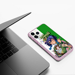 Чехол iPhone 11 Pro матовый Венти волшебно улыбается Genshin Impact, цвет: 3D-розовый — фото 2
