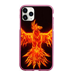 Чехол iPhone 11 Pro матовый ОГНЕННЫЙ ФЕНИКС FIRE PHOENIX, цвет: 3D-малиновый