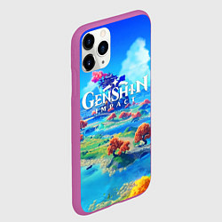 Чехол iPhone 11 Pro матовый МИР ГЕНШИН ИМПАКТ WORLD GENSHIN IMPACT, цвет: 3D-фиолетовый — фото 2