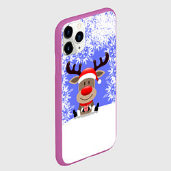 Чехол iPhone 11 Pro матовый Олень среди снежинок, цвет: 3D-фиолетовый — фото 2
