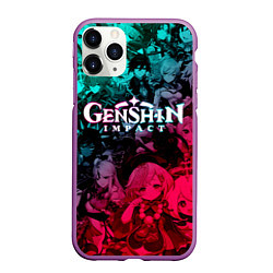 Чехол iPhone 11 Pro матовый GENSHIN IMPACT NEON HEROES ГЕНШИН ИМПАКТ НЕОН ГЕРО, цвет: 3D-фиолетовый