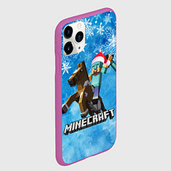 Чехол iPhone 11 Pro матовый НОВЫЙ ГОД В МАЙНКРАФТ, СНЕЖИНКИ, 2022, цвет: 3D-фиолетовый — фото 2