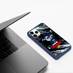 Чехол iPhone 11 Pro матовый BRAWL STARS SHARK БРЫЗГИ КРАСОК, цвет: 3D-тёмно-синий — фото 2