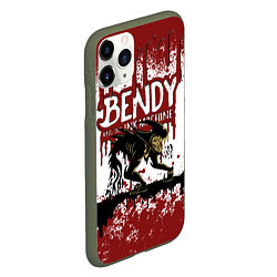 Чехол iPhone 11 Pro матовый BLOOD BLACK AND WHITE BENDY AND THE INK MACHINE, цвет: 3D-темно-зеленый — фото 2