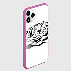 Чехол iPhone 11 Pro матовый Тигр пловец, цвет: 3D-фиолетовый — фото 2