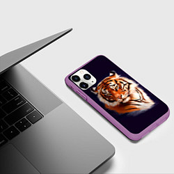 Чехол iPhone 11 Pro матовый Грозный Тигр Символ 2022 Года Tiger Beast, цвет: 3D-фиолетовый — фото 2