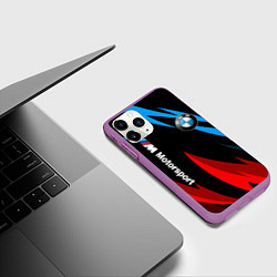 Чехол iPhone 11 Pro матовый BMW Логотип Узор, цвет: 3D-фиолетовый — фото 2