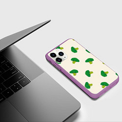 Чехол iPhone 11 Pro матовый Брокколи паттерн, цвет: 3D-фиолетовый — фото 2