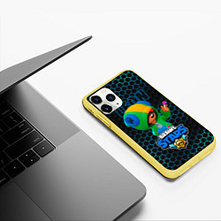 Чехол iPhone 11 Pro матовый Леон BRAWL STARS соты, цвет: 3D-желтый — фото 2