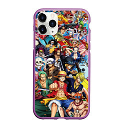 Чехол iPhone 11 Pro матовый ВСЕ ГЕРОИ АНИМЕ ВАН ПИС ALL HEROES ONE PIECE, цвет: 3D-фиолетовый