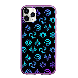 Чехол iPhone 11 Pro матовый NEON SYMBOL HERO GENSHIN IMPACT, цвет: 3D-фиолетовый