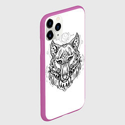 Чехол iPhone 11 Pro матовый Волчий портрет, цвет: 3D-фиолетовый — фото 2