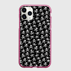 Чехол iPhone 11 Pro матовый Roger skull, цвет: 3D-малиновый