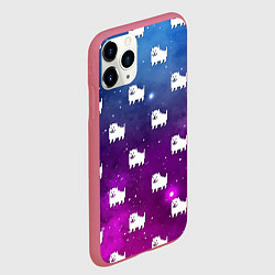 Чехол iPhone 11 Pro матовый UNDERTALE DOGS PATTERN SPACE, цвет: 3D-малиновый — фото 2