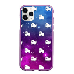 Чехол iPhone 11 Pro матовый UNDERTALE DOGS PATTERN SPACE, цвет: 3D-фиолетовый