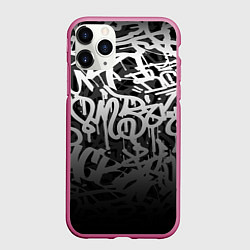 Чехол iPhone 11 Pro матовый GRAFFITI WHITE TAGS ГРАФФИТИ, цвет: 3D-малиновый