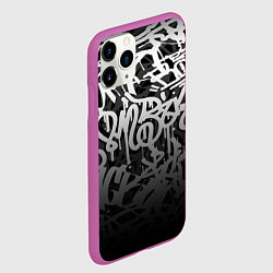 Чехол iPhone 11 Pro матовый GRAFFITI WHITE TAGS ГРАФФИТИ, цвет: 3D-фиолетовый — фото 2