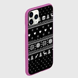 Чехол iPhone 11 Pro матовый НОВОГОДНИЙ СВИТЕР UNDERTALE SANS ЧЁРНЫЙ, цвет: 3D-фиолетовый — фото 2