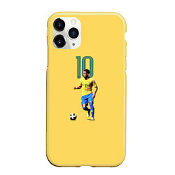 Чехол iPhone 11 Pro матовый Неймар Сборная Бразилии, цвет: 3D-желтый