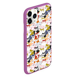 Чехол iPhone 11 Pro матовый Мультяшные Лисята, цвет: 3D-фиолетовый — фото 2