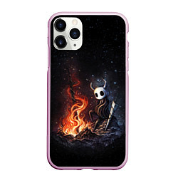 Чехол iPhone 11 Pro матовый HOLLOW KNIGHT У КОСТРА, цвет: 3D-розовый