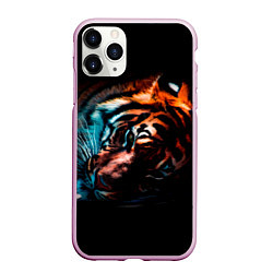 Чехол iPhone 11 Pro матовый Красивый Тигр лежит, цвет: 3D-розовый